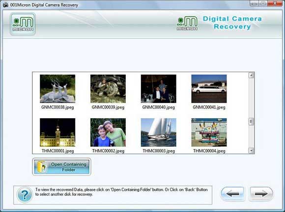 Screenshot of Recover Pictures Digital Camera