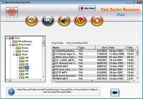 Screenshot of iPod Data Rescue Software