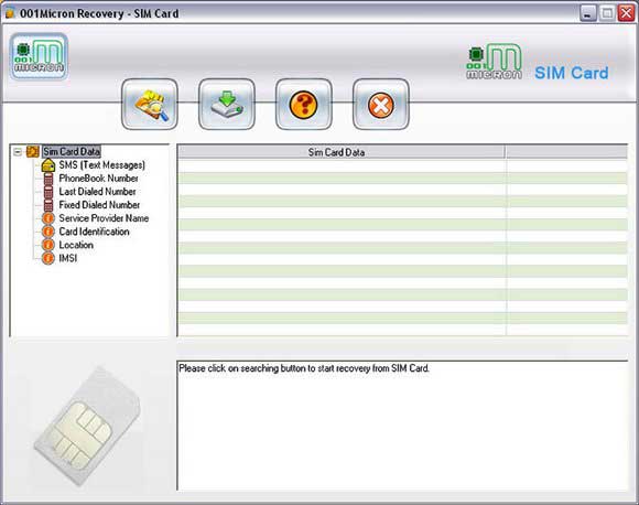 Screenshot of Sim Card Backup Software