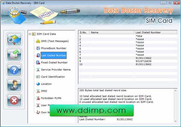 Screenshot of Sim Card Data Recovery